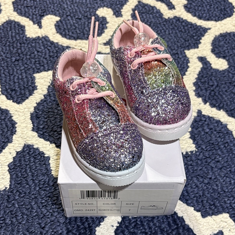 Olivia Miller Rainbow Glitter Sneakers sz 7 NEW IN BOX